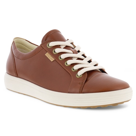 ECCO Soft 7 Sneaker Leather Lace Up Classic Minimalist Casual Brown Size 38 - Picture 1 of 16